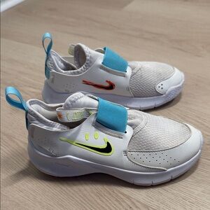 Nike Kids White Sneakers with Blue and Neon Accents
